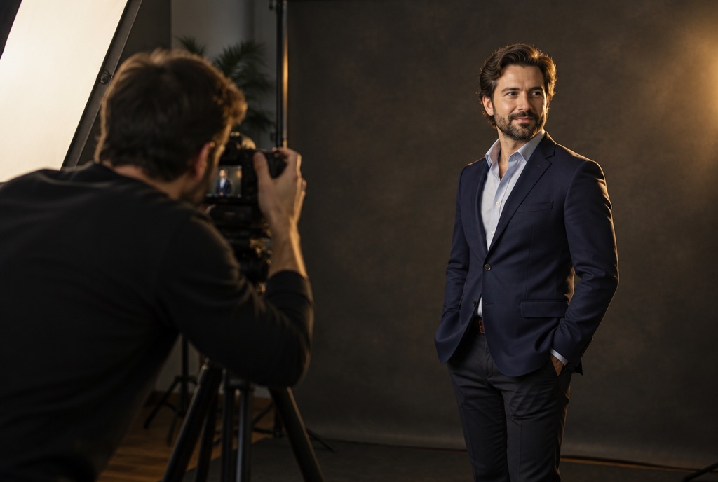 Portrait session in a photo studio