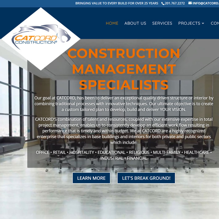 Catcord Construction website thumbnail