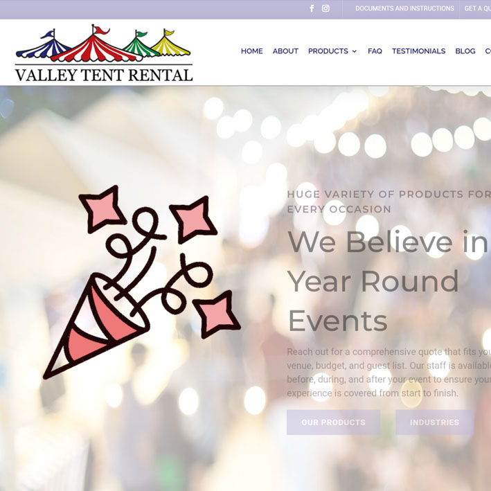 Valley Tent website thumbnail