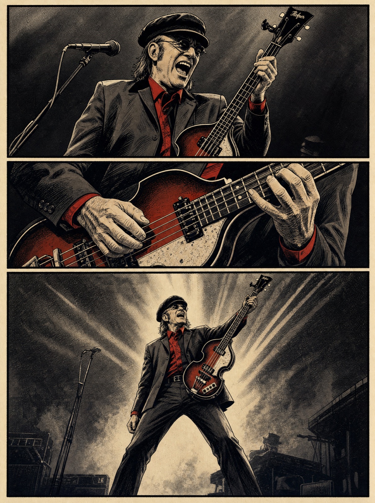 Archie neo-noir comic style — British Invasion guitarist