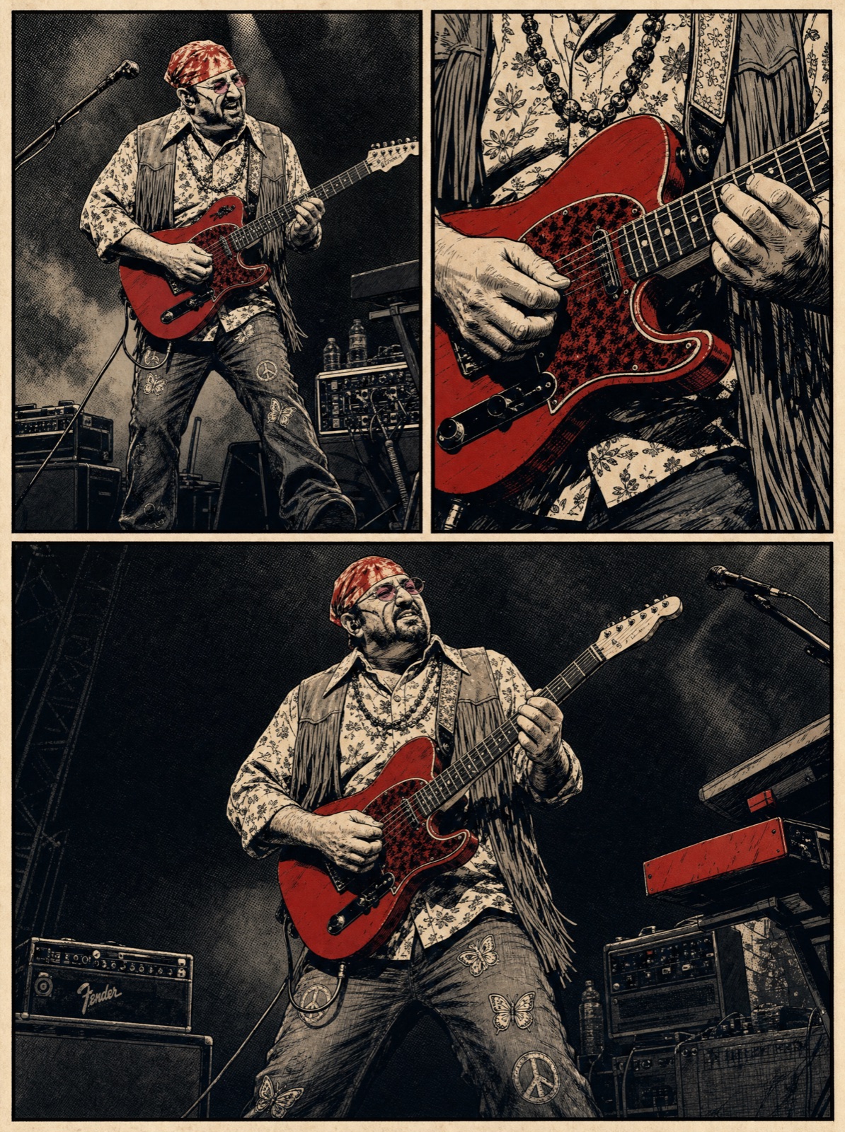 Archie neo-noir comic style — band performance panel