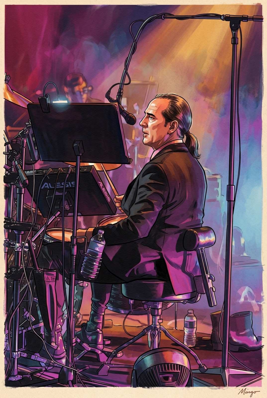 Mid-century American illustration style — David Hall on drums