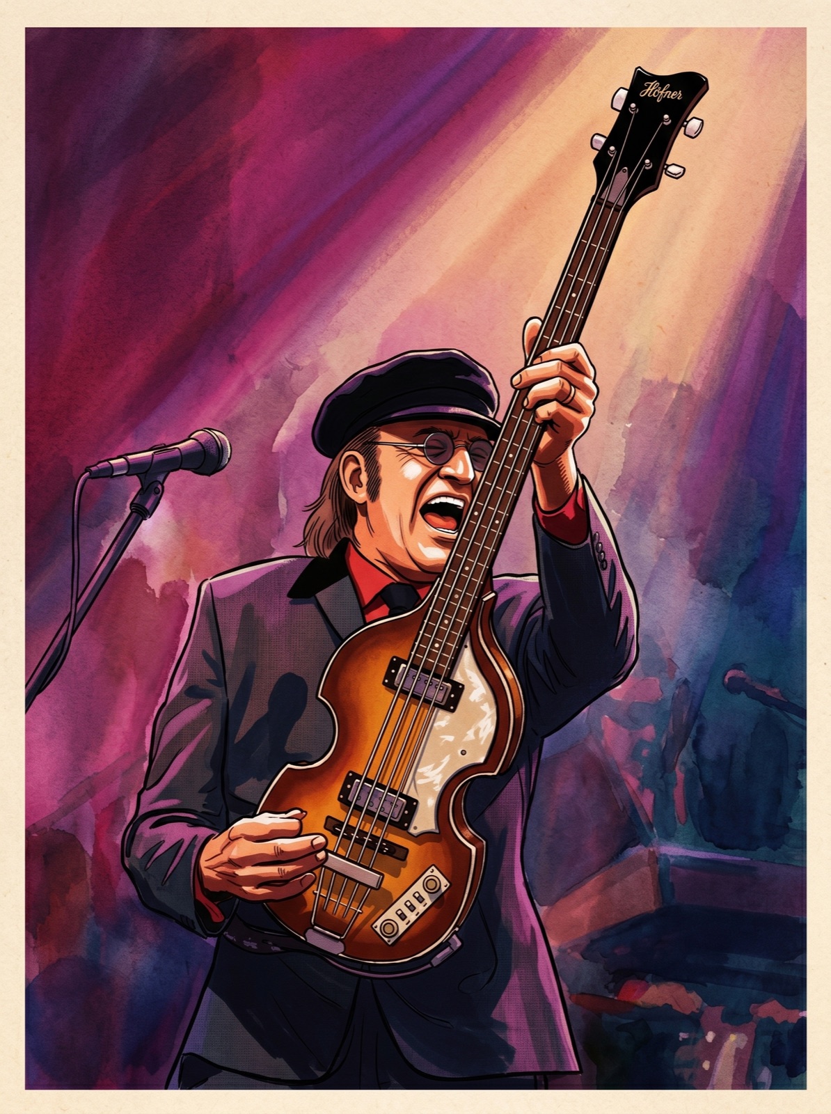 Mid-century American illustration style — Bobby M. on Höfner bass