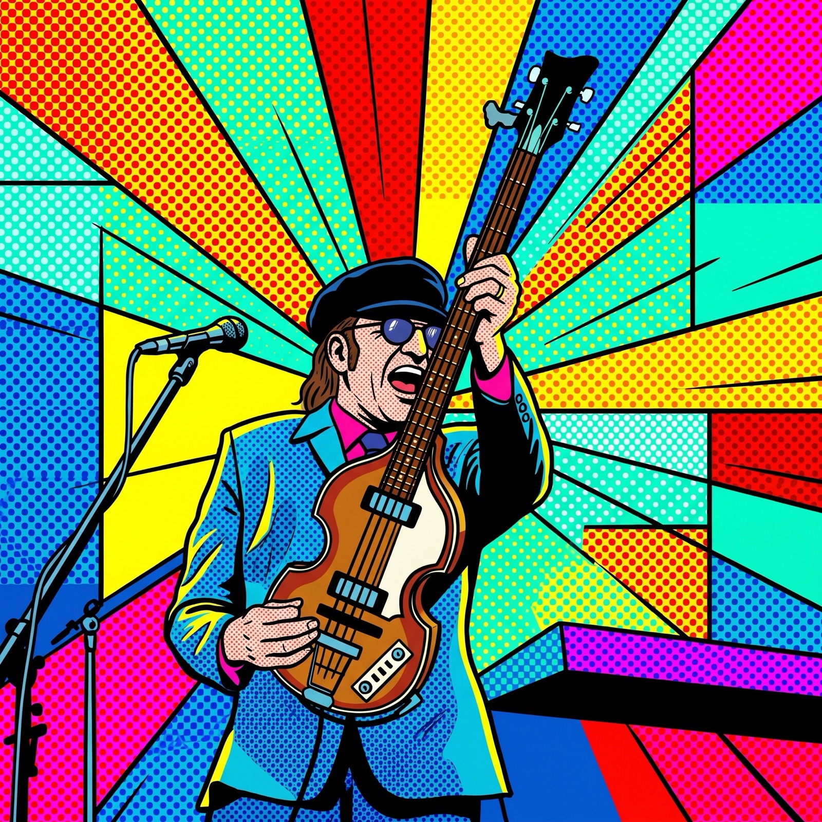 Pop-art halftone style — band portrait