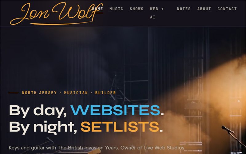 Jon Wolf Studios website homepage